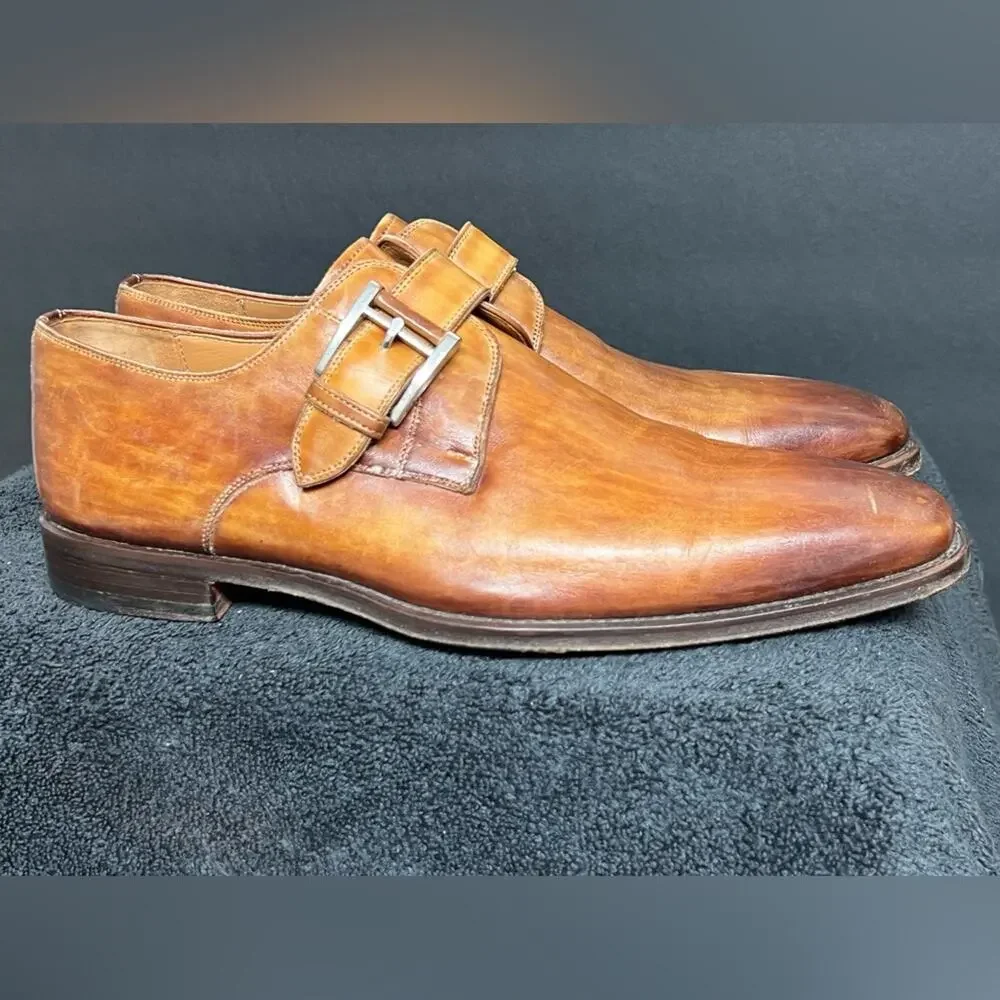 Magnanni Men's Marco II Monk Strap Leather Dress Shoes Size 8.5 EXTRA WIDE